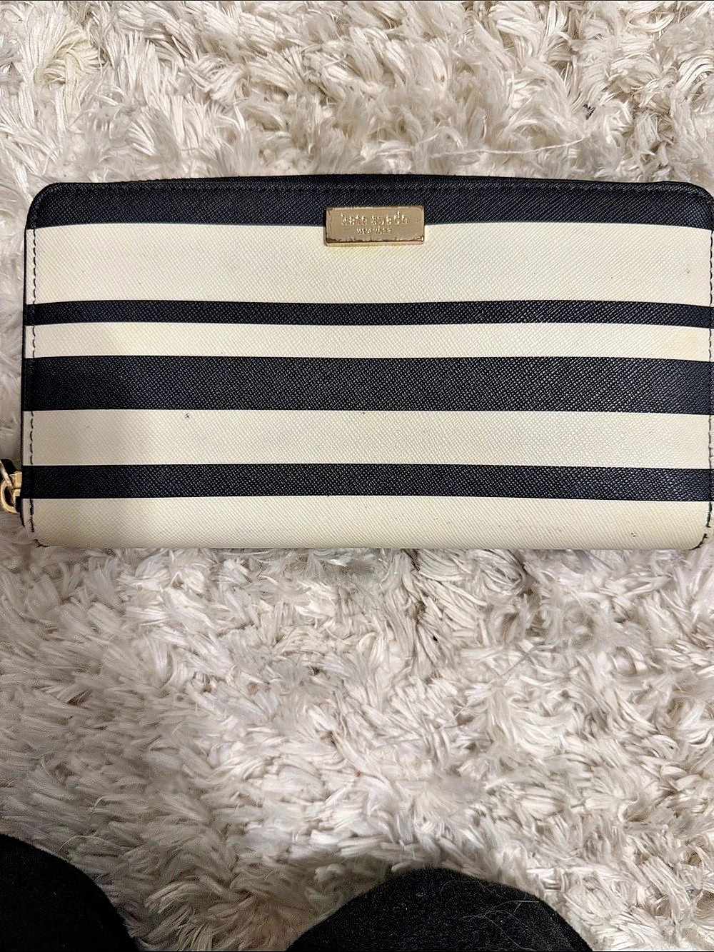 Kate Spade Cedar Street Racing Stripe Lacey Wallet Cream & Black